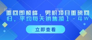 重回即颠峰,男粉项目重磅回归,平均每天销售额1-4W-水滴知识网