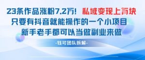 抖音私域项目23条作品涨粉7.2W,私域变现1W-水滴知识网