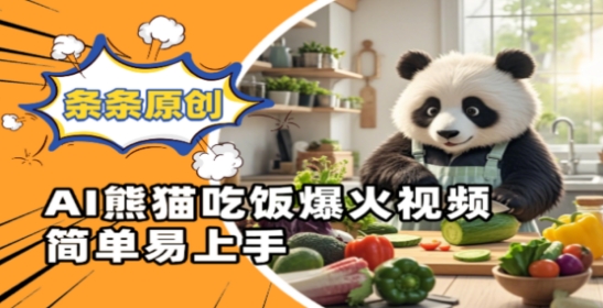 Ai熊猫吃饭爆火视频,条条原创,简单易上手-水滴知识网