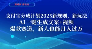 支付宝分成计划，2025新规则新玩法AI一键生成文案+视频，爆款赛道，新人也能月入过1W【揭秘】-水滴知识网