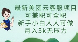 最新美团云客服项目,可兼职可全职,新手小白人人可做,月入3k无压力-水滴知识网
