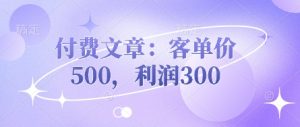 付费文章:客单价500,利润300-水滴知识网
