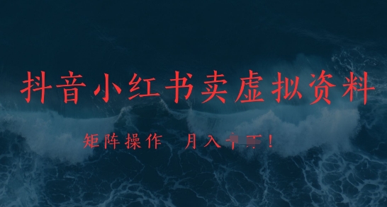 抖音小红书卖虚拟资料,市场需求一直存在,矩阵操作,月入1w+-水滴知识网