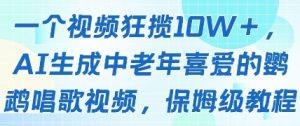 一个视频狂揽10W+点赞,AI生成中老年喜爱的鹦鹉唱歌视频,保姆级教程,轻松挣取创作者分成-水滴知识网