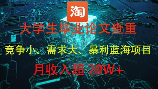 大学生毕业论文查重，暴利蓝海项目，月收入过1W+-水滴知识网