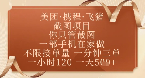 飞猪美团截图项目，你只管截图，一部手机在家做，正规平台无套路，一天5张+【揭秘】-水滴知识网