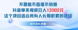 不露脸不直播不拍摄抖音单条视频日入1k+这个项目适合所有人长期积累的项目-水滴知识网