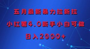 五月最新暴力拉新拉，小红薯4.0新手小白可做，日入多张-水滴知识网