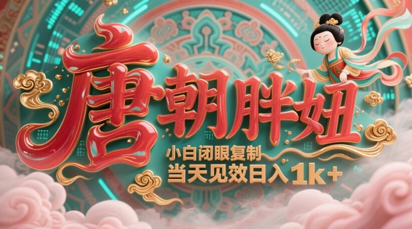 用AI克隆“唐朝胖妞”日更3条,平台疯狂推流,小白闭眼复制,当天见效,日入1k+-水滴知识网