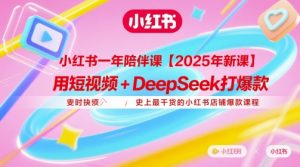 小红书一年陪伴课【2025年新课】，用短视频+deepSeek打爆款，史上最干货的小红书店铺爆款课程-水滴知识网