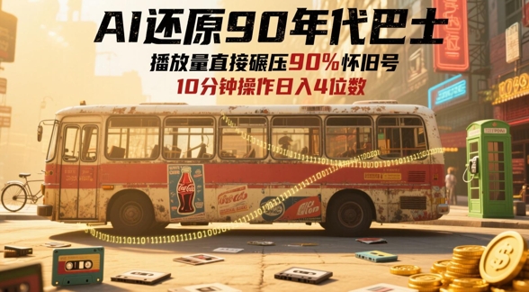 AI还原90年代巴士,一帧就让70后泪崩,播放量直接碾压90%怀旧号,每天操作十分钟,日入四位数-水滴知识网
