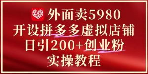 外面卖5980开设拼多多虚拟店铺:单日引流200+创业付费粉实战教程-水滴知识网