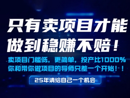 只有卖项目才能做到稳挣不赔,门槛低,更简单,你也可以年入百个W【揭秘】-水滴知识网