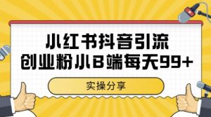 小红书抖音创业粉，小B端粉自热，日引99+的一个玩法【揭秘】-水滴知识网