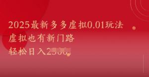 2025最新多多虚拟0.01玩法！虚拟也有新世界，轻松日入1k+-水滴知识网