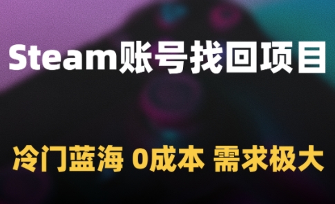 Steam账号找回项目，冷门蓝海，0成本，需求极大-水滴知识网