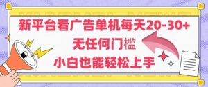新平台看广告单机每天20-30，无任何门槛，安卓手机即可，小白也能轻松上手-水滴知识网