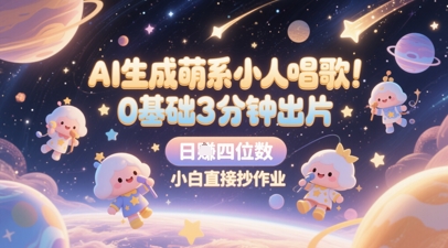 AI生成萌系小人唱歌，0基础3分钟出片，28个作品涨粉8.9W，单条最高19W赞，日入四位数，小白直接抄作业-水滴知识网