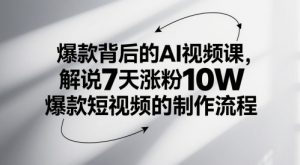 爆款背后的AI视频课,解说7天涨粉10W爆款短视频的制作流程-水滴知识网