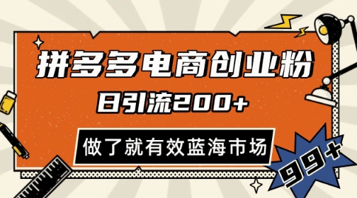 拼多多引流电商创业粉,日引200+,可矩阵放大,做了就有效【揭秘】-水滴知识网