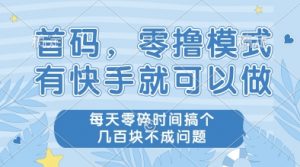 首码,零撸模式,有快手就可以做,每天零碎时间搞个几张不成问题【揭秘】-水滴知识网