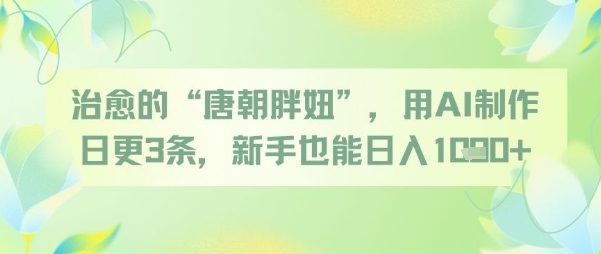 治愈的“唐朝胖妞”,用AI制作日更3条,新手也能日入多张-水滴知识网