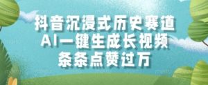 抖音沉浸式历史赛道,AI一键生成长视频,条条点赞过W【揭秘】-水滴知识网