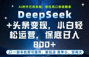 DeepSeek+头条变现,保姆级教学,小白轻松上手,日入8张+【揭秘】-水滴知识网