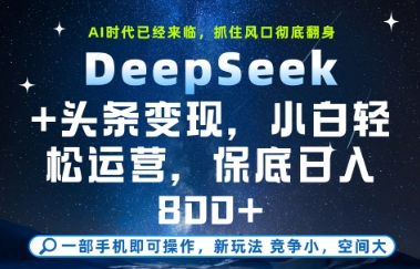 DeepSeek+头条变现,保姆级教学,小白轻松上手,日入8张+【揭秘】-水滴知识网