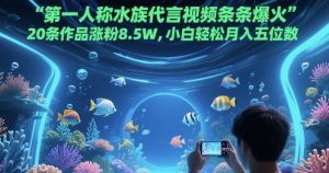 第一人称水族代言视频条条爆火，20条作品涨粉8.5W，小白轻松月入五位数-水滴知识网
