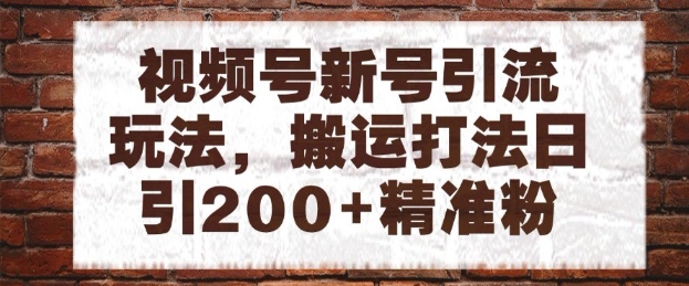 视频号新号引流玩法，搬运打法日引200+精准粉，可矩阵放大【揭秘】-水滴知识网