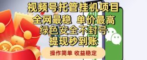 视频号托管挂G项目全网最稳,单价最高,绿色安全不封号提现秒到账,操作简单,收益稳定【揭秘】-水滴知识网