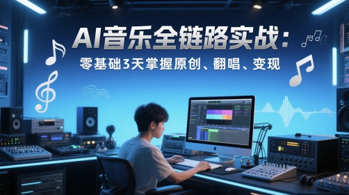 AI音乐全链路实战变现课：零基础3天掌握原创、翻唱、变现-水滴知识网