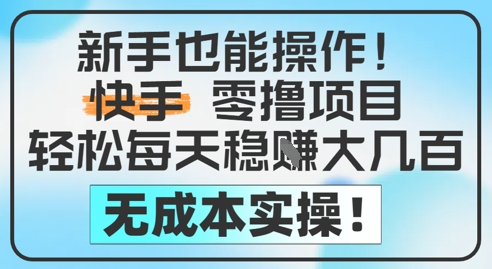 新手也能操作,快手零撸挣米,轻松每天挣2-5张,完全无成本-水滴知识网