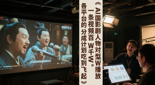 AI三国影视剧人物对口型唱歌玩法,一条视频百W千W播放,各平台的分成计划吃到飞起-水滴知识网