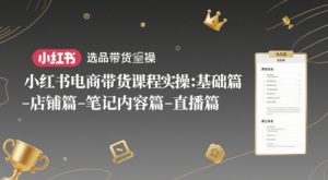 小红书电商带货课程实操:基础篇-选品篇-店铺篇-笔记内容篇-直播篇-水滴知识网