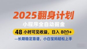 2025翻身计划小程序全自动掘金,48小时可见收益,日入多张+,长期稳定靠谱,小白宝妈轻松上手【揭秘】-水滴知识网