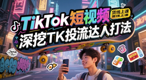 TikTok短视频带货线上课,深挖TK投流达人打法-水滴知识网