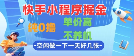 快手小程序掘金，纯0撸，单价高不养机 利用空闲时间做一做，一天好几张【揭秘】-水滴知识网