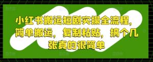 小红书搬运短剧实操全流程,简单搬运,复制粘贴,搞个几张真的很简单-水滴知识网