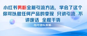 小红书男粉引流 学会了这个变现很容易，不讲废话全程针对男人的打法 全程干货-水滴知识网
