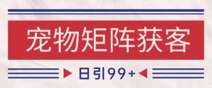小红书某音宠物赛道引流获客 自热矩阵日引200+【揭秘】-水滴知识网