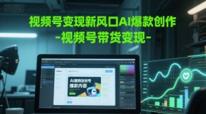 视频号变现新风口AI爆款创作-视频号带货变现-水滴知识网