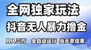 全网独家玩法,抖音无人暴力撸金,月入3W,全自动运行,当天拿结果,可矩阵【揭秘】-水滴知识网