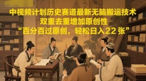 中视频计划历史赛道最新无脑搬运技术,双重去重增加原创性,百分百过原创,轻松日入2张-水滴知识网