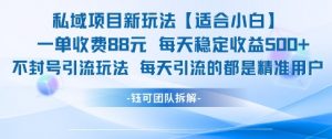 私域项目新玩法【适合小白】 一单收费88.每天稳定收益几张-水滴知识网