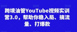 跨境油管YouTube视频实训营3.0，帮助你稳入局、搞流量、打爆款（更新2025）-水滴知识网
