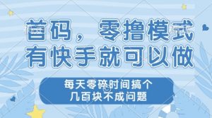 首码,零撸模式,有快手就可以做,每天零碎时间搞个几张不成问题【揭秘】-水滴知识网