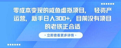 零成本变现的咸鱼虚拟项目, 轻资产运营,新手日入3张+,目前没有项目的老铁正合适-水滴知识网