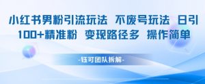 小红书男粉引流玩法不废号玩法日引100男粉变现路径多操作简单-水滴知识网